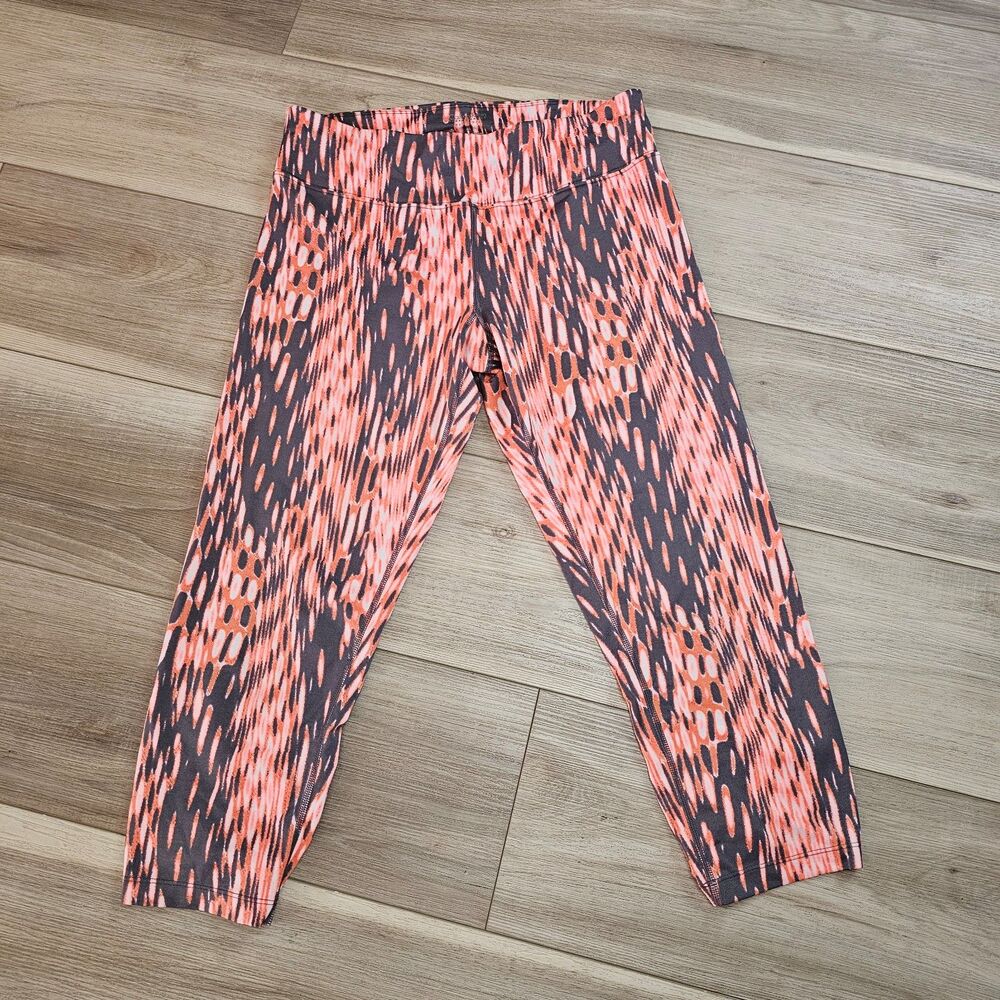 Calvin Klein Performance Leggings M Women Orange Gray Camouflage
